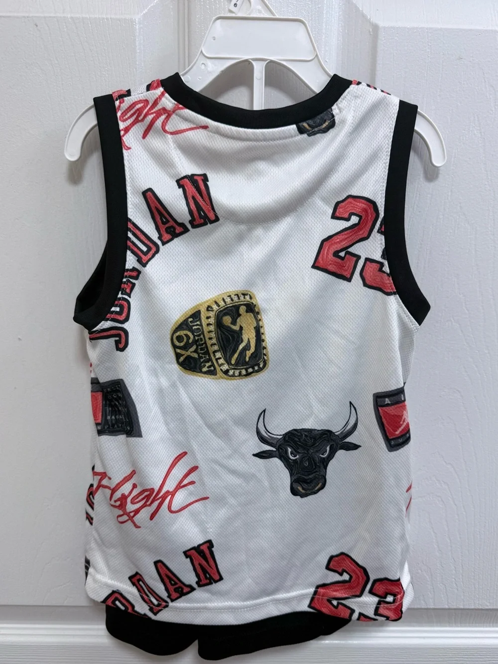 Jordan 2-Piece Tank & Shorts Set - White/Black/Red, Size 5